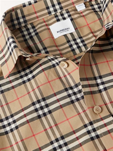 burberry check stretch cotton poplin shirt|Burberry shirts for men.